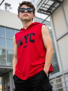 男童休闲连帽宽松无袖套头针织衫