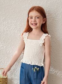 Blossori Young Girls Floral Print Ruffle Trim Camisole And Flare Leg Pants 2-Piece Set - Multicolor - View 3