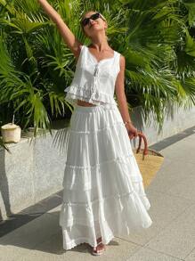 Livesso Women Two Pieces Outfits For Daily Wear - White - View 4