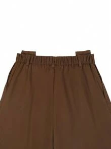 Claim Dot 男士高腰阔腿褶皱宽松休闲裤，秋季 - 咖啡棕 - 查看 5