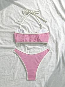 Swim Mod 女士渐变色粉色比基尼泳装套装，适合夏季度假和海滩 - 彩色 - 查看 2