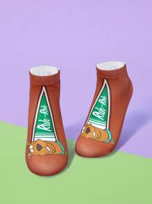 SCOOBY-DOO X SHEIN 1 Pair Cartoon Dog Pattern Fashion Ankle Socks - Multicolor - View 5