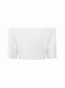 StreetHx 女士短款斜肩宽松T恤，LONDON 92 夏季短袖超大白色短款T恤 - 白色 - 查看 2