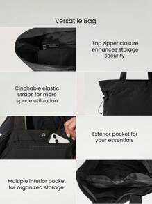 GLOWMODE 18L NylonZipper Pocketed Tote Bag Beach Travel Daily Casual Travel Bag Fall Winter