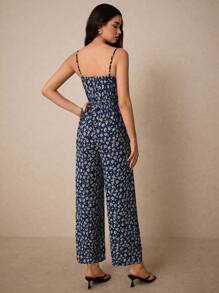 Poéselle Tuta estiva casual da donna senza maniche con motivo floreale ditsy