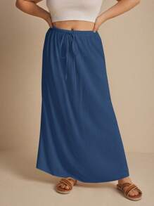 Elaquor Plus Size Solid Color Tied Casual Summer Skirt