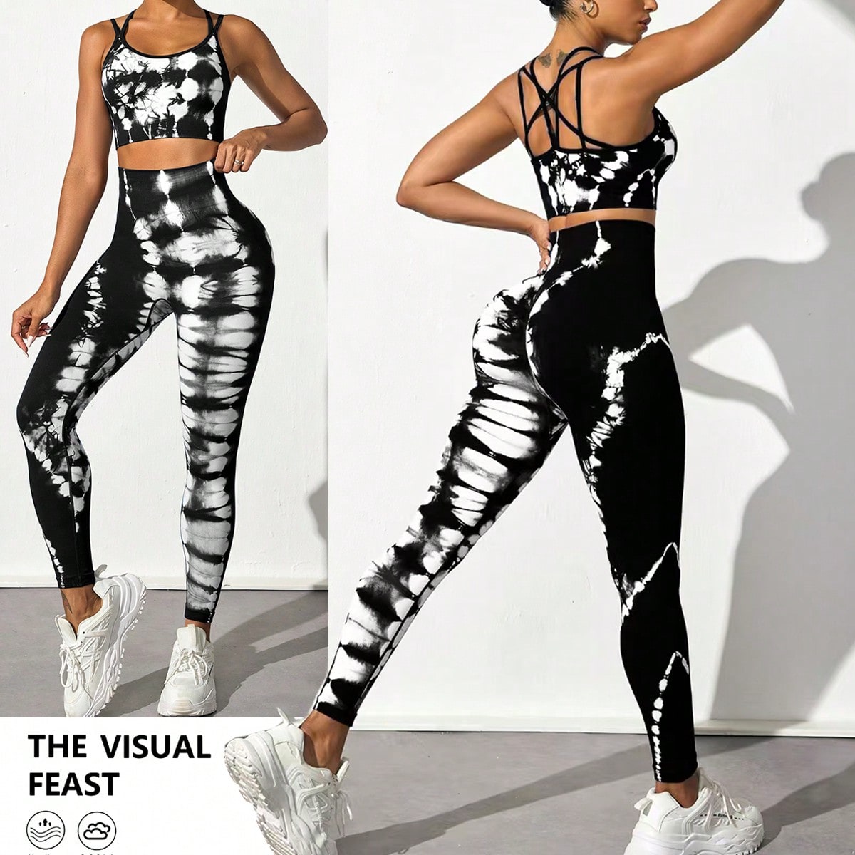 Conjunto de top deportivo sin costuras y pantalones largos para mujer, diseño minimalista adecuado para entrenamiento de verano