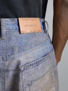 NEON BLANC 男士街头风格泼墨编织牛仔裤，校园风，街头服饰传统 - 紫色 - 查看 4