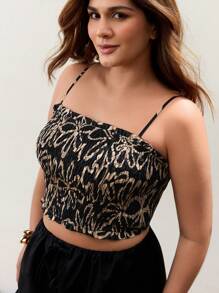 Maija Plus Size Women Floral Print Spaghetti Strap Camisole Top, Casual Resort Wear Summer Women Vacation Beach Business Casual Woman Going Out Tops Boho Office Outfits Festival Outfits For Rave Hawaii - Multicolor - View 3