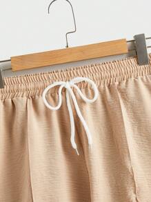 Manfinity RelaxMax Men's Letter Print Single Breasted Short Sleeve Shirt And Shorts Casual Set - Khaki - View 5