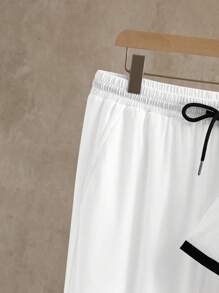 Manfinity VCAY 2 Pcs Set Men Casual Knitted Piecing 2 In 1 Raglan Short Sleeve T-Shirt Set - White - View 4