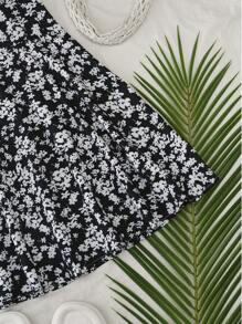Breezaya Women's Sleeveless Ditsy Floral Tie-Up Mini Vacation Dress, Summer - Black - View 4