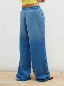 COUREZ Oversized Wide Leg Joggers In Blue Ombre Wash /Summer Outfits For Women Y2K Vintage - Grey - View 6