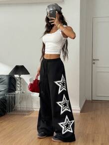 Coolane Women's Fall/Winter Star Pattern Baggy Sweater Pants Thermal Lined