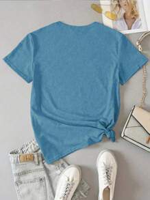 Áo thun thỏ xanh hoa, áo cánh nơ Phục sinh dễ thương, áo hoodie thỏ thời trang cho nữ, quà tặng lễ Phục sinh, áo thun thỏ Phục sinh cho nữ - Màu xanh lam - Xem 2