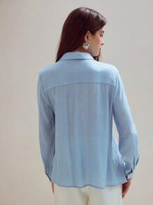 MOTF STUDIO CAMISA BORDADA DE ABOTONADURA - Azul - Ver 5