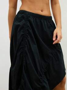 COUREZ Falda larga asimétrica fruncida / Conjunto de ropa de verano para mujer Y2K Ropa de verano Salir Prendas 100% algodón Vintage