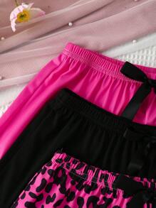 3 buc pantaloni de pijama pentru femei cu funde casual, vară