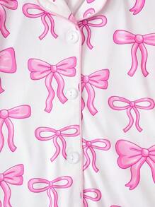 Pijamas adorables y dulces con estampado de lazo para niñas