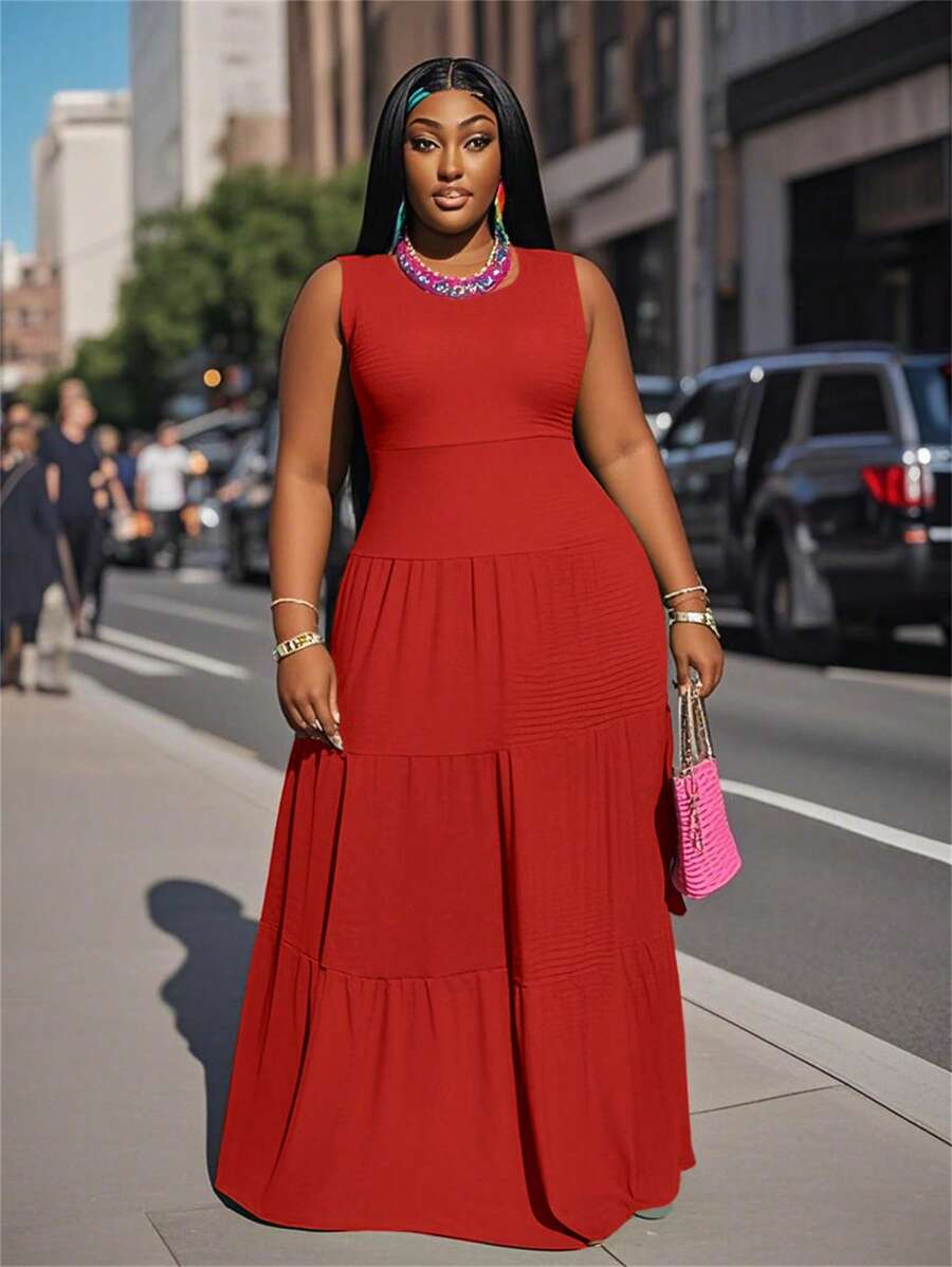 Slaydiva Thời trang Rave mới, Lễ Phục Sinh, Phong cách quý tộc cổ điển, Buổi hòa nhạc đồng quê, Đi chơi, Phong cách Fairycore, Lễ hội, Trang phục nữ đi nghỉ mát nhiệt đới, Trang phục mùa hè, Mùa hè châu Âu, Trang phục mùa xuân, Trang phục miền Tây cỡ lớn, Buổi hòa nhạc, Trang phục tốt nghiệp, Trang phục cơ bản thường ngày đa năng đơn giản gợi cảm/tối giản cỡ lớn, Trang phục miền Tây cỡ lớn, Váy maxi cổ tròn không tay xếp ly trơn, Váy chống nắng cho nữ - Đỏ - Xem 1