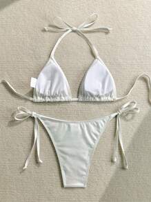 Swim Mod 女士夏季度假全息抹胸比基尼套装