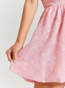 WESTFADE Embroidered Spring Floral Woven Strapless Smocked Back Western Cowgirl Summer Vacation Babydoll Dress - Baby Pink - View 2