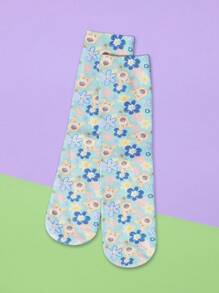 SCOOBY-DOO X SHEIN 1双卡通花卉和小狗印花中筒袜 - 彩色 - 查看 2