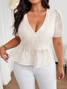 SHEIN Clasi Summer Tencel Short Sleeve Blouse With Embroidery, Gentle French Style INS Top For Women - Pink - View 5