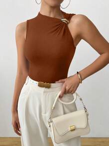 SHEIN Clasi Women's Elegant Metal Decor Slim Fit Camisole, Summer