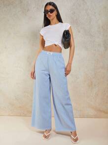 COSMINA Women's Striped Print Elastic Waist Casual Pants