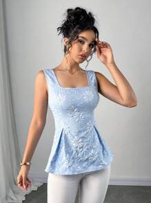 Firerie 女士优雅通勤不对称肩部褶皱设计和金属装饰衬衫 - 薄荷綠 - 查看 5