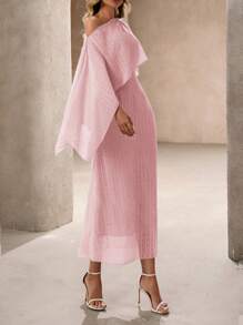 SHEIN Clasi Đầm dự tiệc dài bằng vải chiffon jacquard thanh lịch dành cho nữ - Hồng - Xem 4