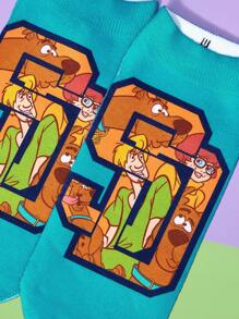 SCOOBY-DOO X SHEIN 1 Pair Cute Cartoon & Letter Pattern Comfortable Socks - Multicolor - View 2