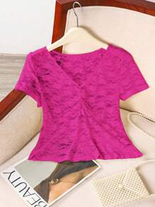 INAWLY 女士短袖纯色休闲上衣，适合夏季