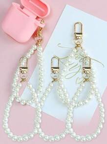 1/2/5/10 Piezas Llavero con abalorios de perlas falsas DIY, Cordón para llavero, Correa de muñeca para estuche de teléfono, Accesorio elegante de cordón para bolso