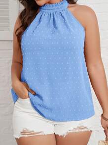 SHEIN VCAY Große Größen Sommer elegante Schweizer Punkte Neckholder-Bluse