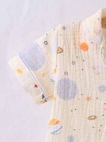2 pezzi Set per bebè/bambini piccoli con motivo galassia, composto da cardigan a maniche corte e pantaloni, abbigliamento comodo da casa