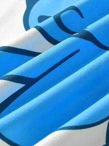 SHEIN X The Smurfs 2 pezzi Set di pigiama per ragazzo pre-adolescente casual e carino con stampa a cartone animato e shorts con stampa a cartone animato su tutto il capo, adatto per tutte le stagioni
