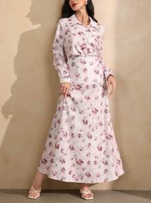 Graceveil 2pcs Digital Print Shirt & Mini Skirt Set - Pink - View 4