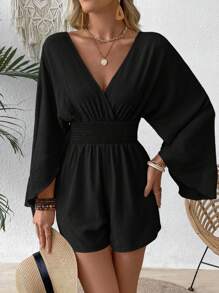 Breezaya 纯色假日休闲连帽连体衣，黑色连体衣 - 黑色 - 查看 6