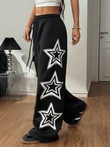 Coolane Women's Fall/Winter Star Pattern Baggy Sweater Pants Thermal Lined