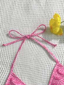 Swim Mod 2025 女式夏季海滩花卉印花吊带比基尼上衣