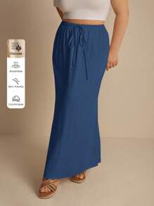 Elaquor Plus Size Solid Color Tied Casual Summer Skirt
