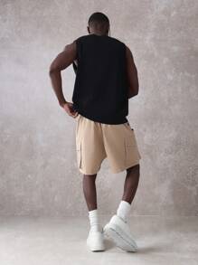 SUMWON Tactical Drop Crotch Cargo Shorts Drawstring Waistband Casual Streetwear Athletic Performance Summer Shorts With Utility Pockets Loose Fit Urban Style Activewear