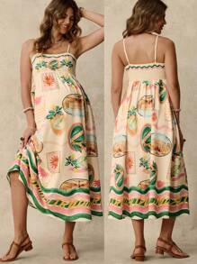 Boho Mama Abito casual senza maniche con stampa di piante tropicali, per donne in gravidanza, adatto per vacanze