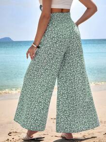 SHEIN Pregnant Women's Ditsy Floral Elastic Waist Loose Leg Pants