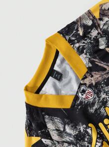 ROMWE MEN Prep Men's Summer Sports Casual Contrast Color V-Neck Short Sleeve Jersey T-Shirt And Shorts Set