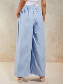 COSMINA Women's Striped Print Elastic Waist Casual Pants