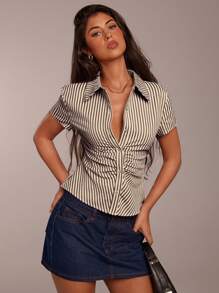 SHEIN Forever 21 Beach Vacation Summer Renaissance Fair Country Concert Y2k Top Graduation Going Out Short Sleeve Top Music Festival Airport Easter Boho Women Tops Polo Shirts For Women