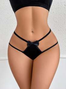 SpicyHot Fashionable Sexy Bow Design Women Panties For Going Out - Black - View 3